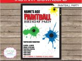 Party Invitation Template Text Paintball Invitation Template Birthday Party Instant