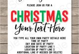 Party Invitation Template Text Printable Christmas Party Invitations Christmas Party