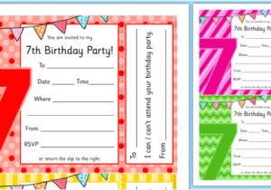 Party Invitation Template Twinkl 7th Birthday Party Invitations 7th Birthday Party 7th