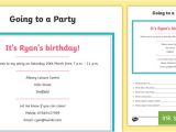 Party Invitation Template Twinkl Entry Level 1 Reading Comprehension Party Invitation