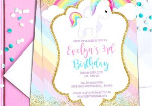 Party Invitation Template Unicorn Unicorn Birthday Party Invitation Template Pastel Rainbow