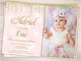 Party Invitation Template Year 1 First Birthday Invitation Girl 1st Birthday Invitation Pink