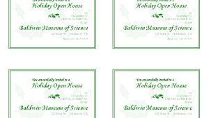 Party Invitation Templates 4 Per Page Holiday Open House Invitation 4 Per Page