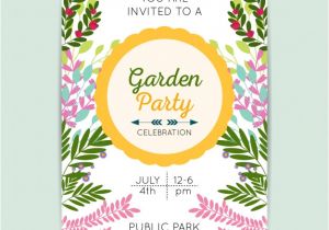 Party Invitation Templates Free Vector Download Garden Party Invitation Template Vector Free Download