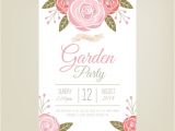 Party Invitation Templates Free Vector Download Garden Party Invitation Template with Beautiful Flowers