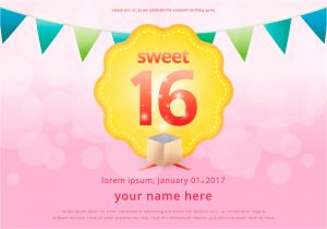 Party Invitation Templates Free Vector Download Sweet 16 Illustration Birthday Invitation Template