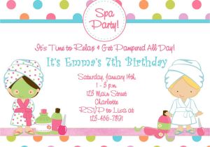 Party Invitation Templates with Photos Spa Birthday Party Invitations Party Invitations Templates