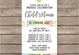 Party Invitation Ticket Template Unicorn Party Ticket Invitations Template Unicorn theme