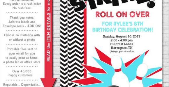 Party Invite Template Bowling Bowling Party Invitation Bowling Birthday Invitation
