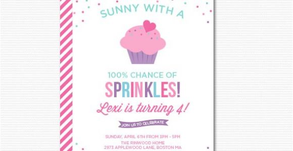 Party Sprinkles Invitations Cupcake Sprinkle Birthday Invitation Printable Digital