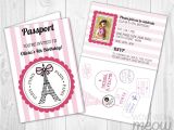 Passport Birthday Invitation Template Free Paris Passport Invitation Instant Download Add A Photo Pink