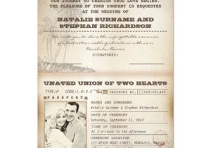 Passport Wedding Invitation Template Uk Vintage Palms Wedding Passport Invitations Zazzle Co Uk