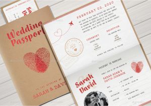Passport Wedding Invitation Template Vintage Passport Wedding Invitation by Vector Vactory