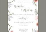 Pastel Wedding Invitation Template Wedding Invitation Template with Pastel Flowers Vector