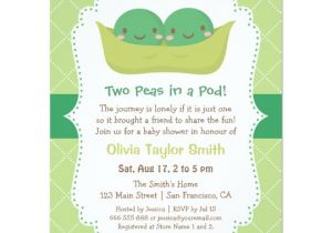 Pea In A Pod Baby Shower Invitations Cute Peas In A Pod Twin Baby Shower Invitations