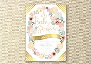 Peach and Gold Baby Shower Invitations Items Similar to Floral Peach and Gold Baby Shower
