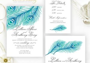 Peacock Wedding Invitation Sets Blue Peacock Wedding Invitation Kits Printed On Shimmer