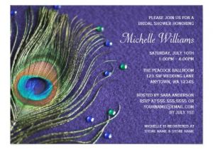 Peacock Wedding Shower Invitations Peacock Feather Jewels Purple Bridal Shower Card Zazzle