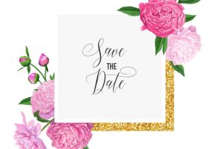 Peony Wedding Invitation Template Floral Wedding Invitation Template Pink Peony Vector Image