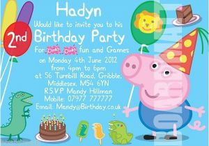 Peppa Pig George Party Invitations Peppa Pig George Personalised Party Invitations or