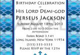 Percy Jackson Birthday Party Invitations Demi God Percy Jackson Inspired Greek God Half Blood themed