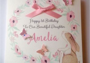 Personalised 1st Birthday Cards for Granddaughter Personalised Bunny 1st Birthday Card Daughter