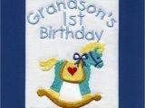 Personalised 1st Birthday Cards for Grandson Handmade Personalised Embroidered Grandson 1st Birthday