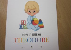 Personalised 1st Birthday Cards for Grandson Personalised Handmade Boys 1st First Birthday Card son