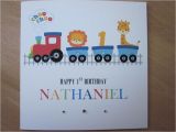 Personalised 1st Birthday Cards for Grandson Personalised Handmade Boys Train 1st First Birthday Card