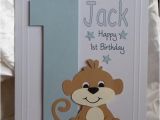 Personalised 1st Birthday Cards for son Personalised Handmade 1st 2nd 3rd Etc Monkey Birthday Card son