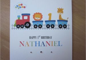 Personalised 1st Birthday Cards for son Personalised Handmade Boys Train 1st First Birthday Card