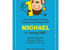 Personalised 1st Birthday Invitations Boy Little Monkey 1st Birthday Boy Custom Invitations
