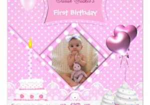 Personalised 1st Birthday Invitations Uk First Birthday 1st Girl Spot Pink Cupcake Cake 13 Cm X 13