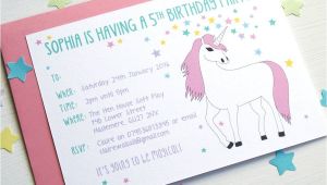 Personalised Birthday Invites Free Unicorn Personalised Birthday Party Invitations by
