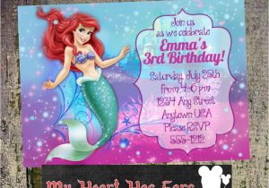 Personalized Ariel Birthday Invitations Diy Printable Ariel the Little Mermaid Birthday Custom