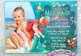 Personalized Ariel Birthday Invitations Little Mermaid Ariel Birthday Invitation Card Invite