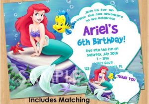 Personalized Ariel Birthday Invitations Little Mermaid Invitation Thank You Note Printable