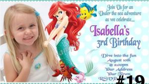 Personalized Ariel Birthday Invitations the Little Mermaid Princess Ariel Custom Photo Birthday
