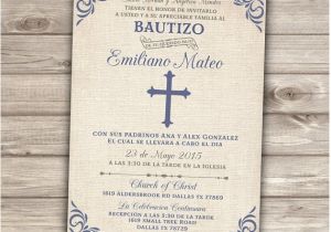 Personalized Baptism Invitations In Spanish Spanish Printable Baptism Christening Invitations Burlap