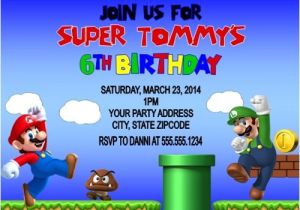 Personalized Super Mario Birthday Invitations Super Mario & Luigi Birthday Party Invitations