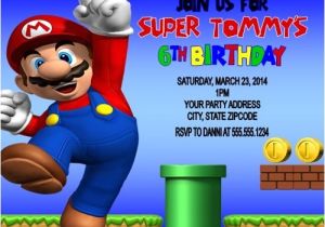 Personalized Super Mario Birthday Invitations Super Mario Birthday Party Invitations Personalized Custom