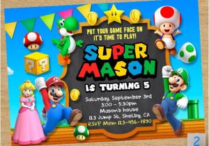Personalized Super Mario Birthday Invitations Super Mario Printable Super Mario Party Mario Chalkboard