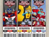 Personalized Transformer Birthday Invitations Personalized Transformers Rescue Bots Birthday Ticket