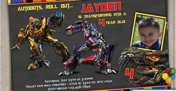 Personalized Transformer Birthday Invitations Transformers 4 Personalized Photo Birthday Invitations