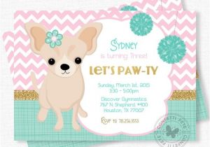 Pet Birthday Party Invitations Puppy Party Invitation Dog Birthday Invitation Chihuahua