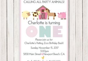 Petting Zoo themed Birthday Party Invitations Girl Barnyard Birthday Invitation Petting Zoo Invite