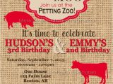 Petting Zoo themed Birthday Party Invitations Printable Invitations Vintage Petting Zoo or Farm Party