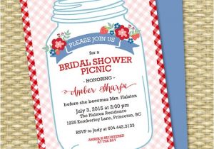 Picnic Bridal Shower Invitations Bridal Shower Picnic Invitation Mason Jar Couples Shower