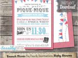 Picnic Bridal Shower Invitations French Picnic Invitation Instant Download Editable