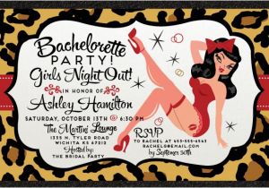 Pin Up Girl Bachelorette Party Invitations Leopard Print Rockabilly Pin Up Bachelorette Invitation